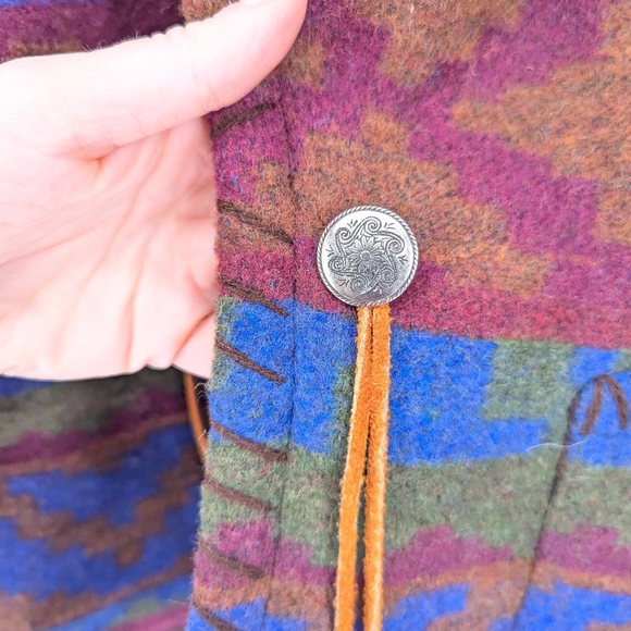 Vintage Breeches Wool Aztec Tie Front Western Jacket Made in USA Size Small - Picture 4 of 6